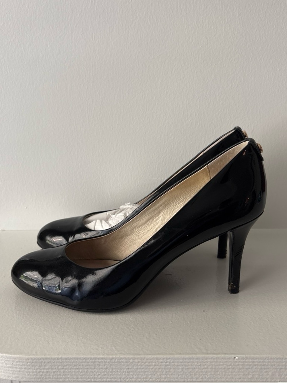 MICHAEL Michael Kors Black Patent Leather Mid Heel Pumps